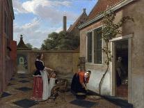 Scene in a Courtyard-Ludolf de Jongh-Framed Stretched Canvas