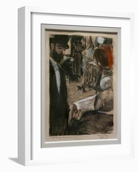 Ludovic Halevy finds Madame Cardinal in a dressing room-Edgar Degas-Framed Giclee Print