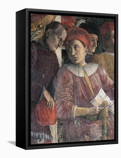 Ludovico Gonzaga and Counselor Marsilio Andreasi, Detail from Court Wall by Andrea Mantegna-null-Framed Stretched Canvas