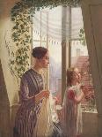 Interior with mother and daughter by a window, 1853-Ludvig August Smith-Laminated Giclee Print