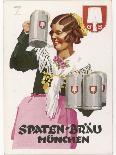 Waitress Brings Four Seidels of Frothy Spaten-Brau-Ludwig Hohlwein-Photographic Print