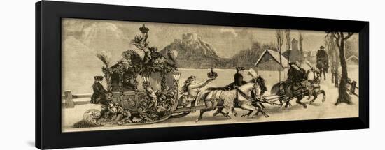 Ludwig II of Bavaria (1845-1886) Travelling in Sleigh, Germany-null-Framed Giclee Print