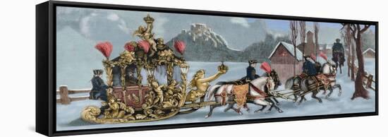 Ludwig II of Bavaria (1845-1886) Travelling in Sleigh-null-Framed Stretched Canvas