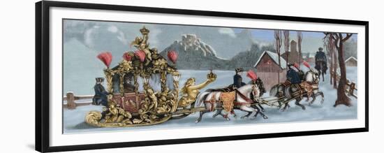 Ludwig II of Bavaria (1845-1886) Travelling in Sleigh-null-Framed Giclee Print