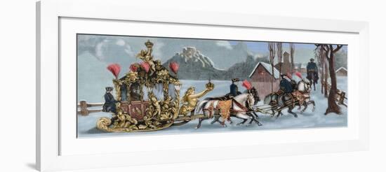 Ludwig II of Bavaria (1845-1886) Travelling in Sleigh-null-Framed Giclee Print