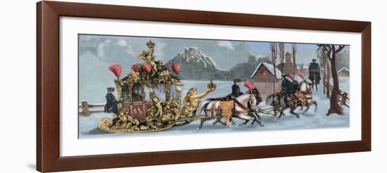 Ludwig II of Bavaria (1845-1886) Travelling in Sleigh-null-Framed Giclee Print