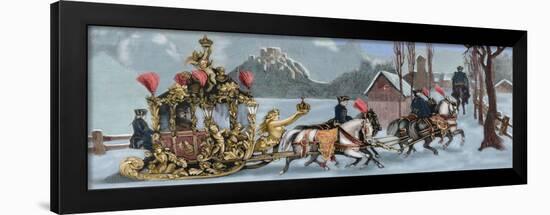 Ludwig II of Bavaria (1845-1886) Travelling in Sleigh-null-Framed Giclee Print