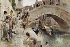 Venetian Boys Bathing in the Canal, 1893-Ludwig Johann Passini-Giclee Print