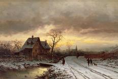 Snow Scene: Sunset, 19th Century-Ludwig Munthe-Giclee Print