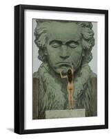 Ludwig Van Beethoven a Statue of Beethoven Is Caressed by a Naked Woman-null-Framed Art Print