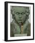 Ludwig Van Beethoven a Statue of Beethoven Is Caressed by a Naked Woman-null-Framed Art Print