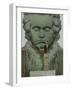 Ludwig Van Beethoven a Statue of Beethoven Is Caressed by a Naked Woman-null-Framed Art Print