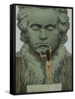 Ludwig Van Beethoven a Statue of Beethoven Is Caressed by a Naked Woman-null-Framed Stretched Canvas