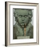 Ludwig Van Beethoven a Statue of Beethoven Is Caressed by a Naked Woman-null-Framed Art Print