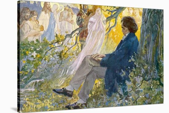 Ludwig Van Beethoven Beethoven Composes His Symphonies Sitting Under a Tree-L. Balestrieri-Stretched Canvas