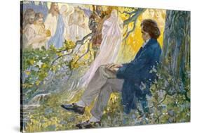 Ludwig Van Beethoven Beethoven Composes His Symphonies Sitting Under a Tree-L. Balestrieri-Stretched Canvas