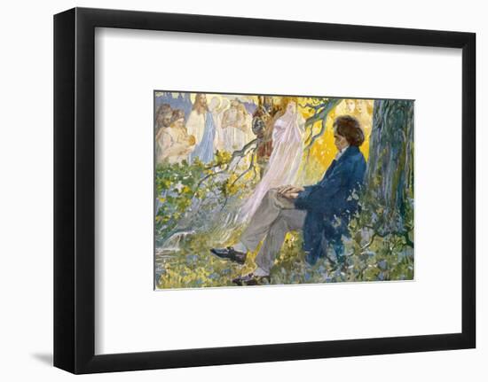 Ludwig Van Beethoven Beethoven Composes His Symphonies Sitting Under a Tree-L. Balestrieri-Framed Photographic Print