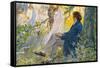 Ludwig Van Beethoven Beethoven Composes His Symphonies Sitting Under a Tree-L. Balestrieri-Framed Stretched Canvas