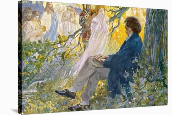 Ludwig Van Beethoven Beethoven Composes His Symphonies Sitting Under a Tree-L. Balestrieri-Stretched Canvas