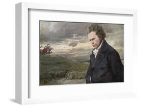 Ludwig Van Beethoven Beethoven out for a Walk on a Windy Day-H. Wulff-Framed Photographic Print