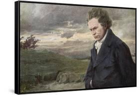 Ludwig Van Beethoven Beethoven out for a Walk on a Windy Day-H. Wulff-Framed Stretched Canvas