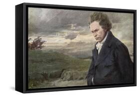Ludwig Van Beethoven Beethoven out for a Walk on a Windy Day-H. Wulff-Framed Stretched Canvas