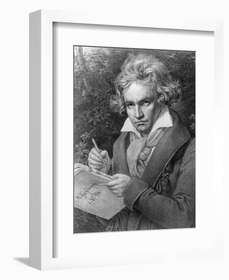 Ludwig Van Beethoven Composing His 'Missa Solemnis', 1819-Joseph Karl Stieler-Framed Giclee Print