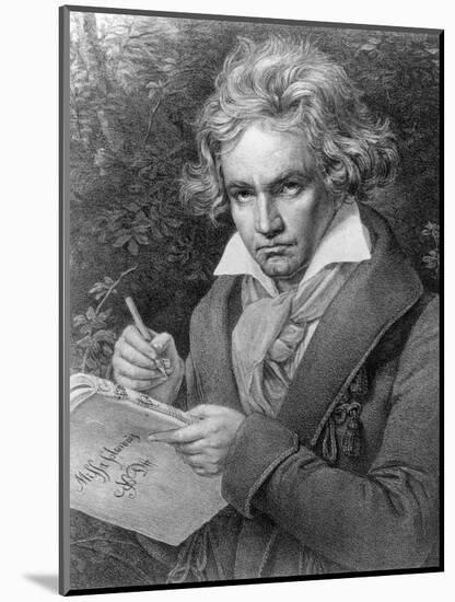 Ludwig Van Beethoven Composing His 'Missa Solemnis', 1819-Joseph Karl Stieler-Mounted Giclee Print