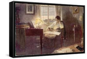 Ludwig Van Beethoven Composing-null-Framed Stretched Canvas