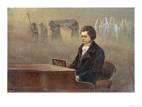 'Ludwig Van Beethoven While Sitting at His Piano Beethoven Contemplates ...