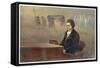 Ludwig Van Beethoven While Sitting at His Piano Beethoven Contemplates His Vision of Death-null-Framed Stretched Canvas