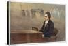 Ludwig Van Beethoven While Sitting at His Piano Beethoven Contemplates His Vision of Death-null-Stretched Canvas