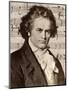Ludwig Van Beethoven with One of His Manuscripts-null-Mounted Giclee Print