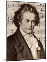 Ludwig Van Beethoven with One of His Manuscripts-null-Mounted Giclee Print