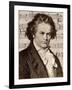 Ludwig Van Beethoven with One of His Manuscripts-null-Framed Giclee Print