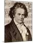Ludwig Van Beethoven with One of His Manuscripts-null-Mounted Giclee Print
