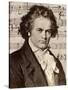 Ludwig Van Beethoven with One of His Manuscripts-null-Stretched Canvas