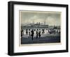 Lübeck Travemünde, Dampfer Am Strand, Zuschauer-null-Framed Premium Giclee Print