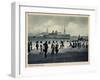 Lübeck Travemünde, Dampfer Am Strand, Zuschauer-null-Framed Giclee Print