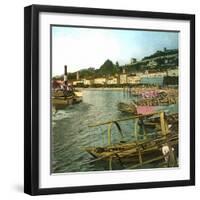 Lugano (Italy), the Port and Hotels Along the Lake, Circa 1865-Leon, Levy et Fils-Framed Photographic Print