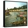 Lugano (Italy), the Port and Hotels Along the Lake, Circa 1865-Leon, Levy et Fils-Framed Stretched Canvas