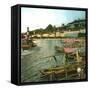 Lugano (Italy), the Port and Hotels Along the Lake, Circa 1865-Leon, Levy et Fils-Framed Stretched Canvas