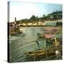 Lugano (Italy), the Port and Hotels Along the Lake, Circa 1865-Leon, Levy et Fils-Stretched Canvas