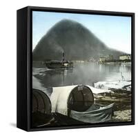 Lugano (Switzerland), Paddle Wheel Steamboat on the Lake and Pleasure Boats in the Port-Leon, Levy et Fils-Framed Stretched Canvas