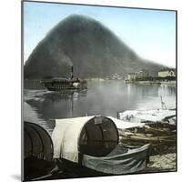 Lugano (Switzerland), Paddle Wheel Steamboat on the Lake and Pleasure Boats in the Port-Leon, Levy et Fils-Mounted Photographic Print