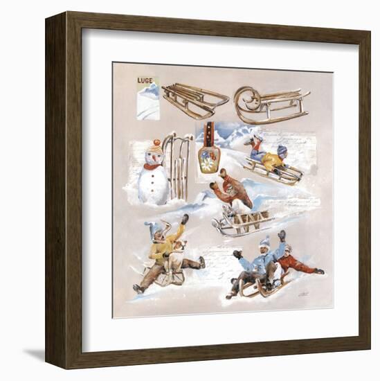 Luges Et Bonhommes de Neige-Lizie-Framed Art Print