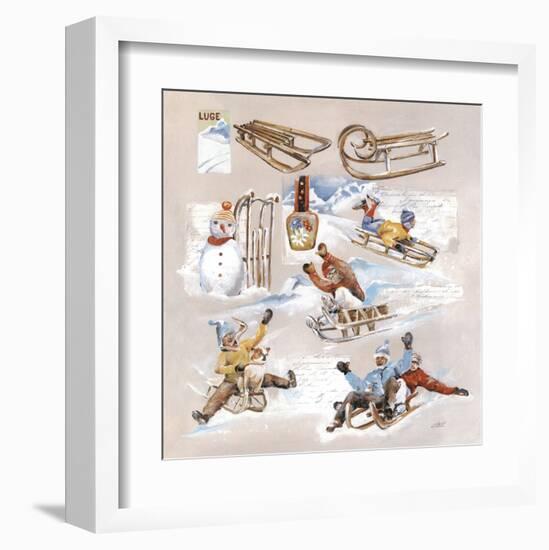 Luges Et Bonhommes de Neige-Lizie-Framed Art Print