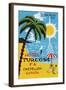 Luggage Label Advertising the Spanish Hotel Turcosa, Printed C.1962-null-Framed Giclee Print