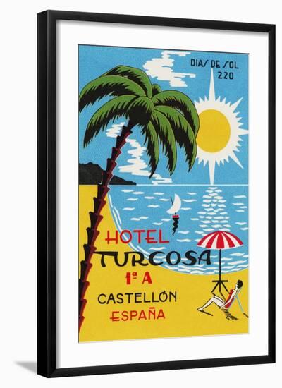 Luggage Label Advertising the Spanish Hotel Turcosa, Printed C.1962-null-Framed Giclee Print