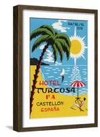 Luggage Label Advertising the Spanish Hotel Turcosa, Printed C.1962-null-Framed Giclee Print